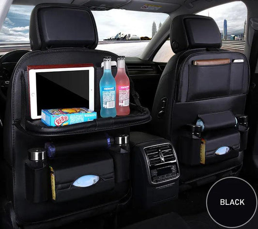 CAR SEATBACK ORGANIZER WITH FOLDABLE TABLE TRAY - FinoSphere