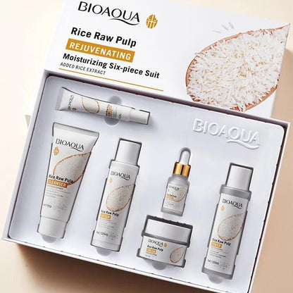 6pcs/set BIOAQUA Rice Raw Pulp Skin Care Sets Face Cream - FinoSphere