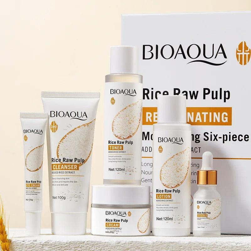 6pcs/set BIOAQUA Rice Raw Pulp Skin Care Sets Face Cream - FinoSphere