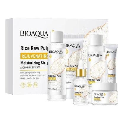 6pcs/set BIOAQUA Rice Raw Pulp Skin Care Sets Face Cream - FinoSphere